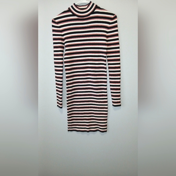 Forever 21 Y2K striped mock neck midi dress Women's size Small preppy ac… - Picture 1 of 6